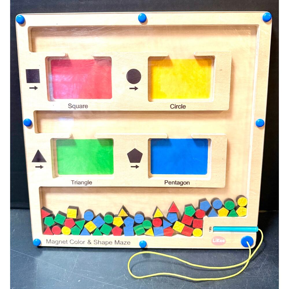 LiKee Magnetic Color & Shape Maze Montessori puzzle wooden fine motor math